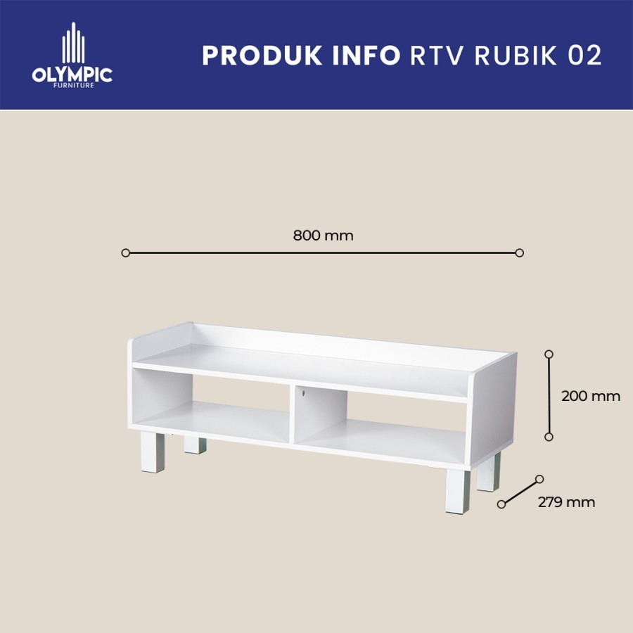 meja tv rak tv minimalis rubik 02 olympic   putih