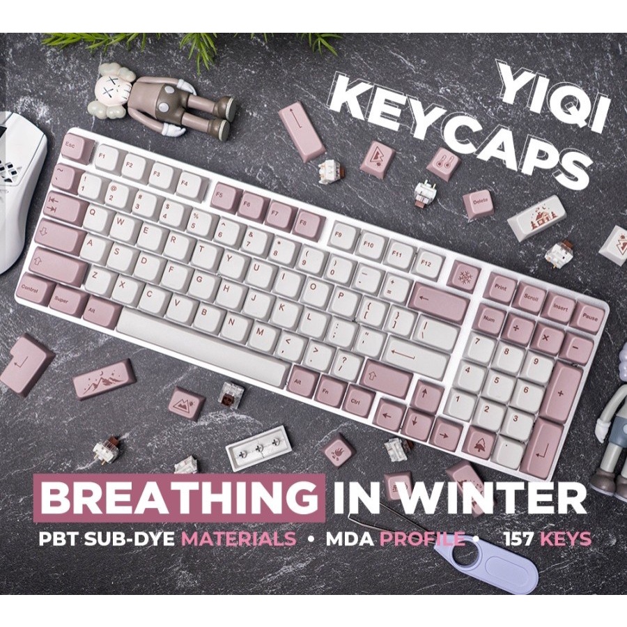 Yiqi Breathing in Winter PBT Dye-sub Keycaps 157 set MDA Profile