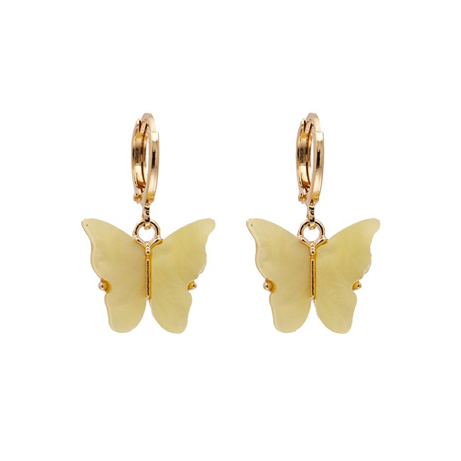 LRC Anting Tusuk Fashion Earrings Butterfly Resin Alloy Earrings K43609