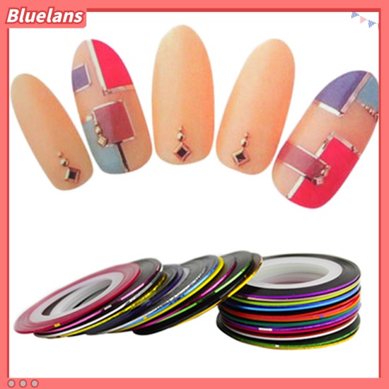 Bluelans 30 Pcs Stiker Tape Garis Warna Campur Untuk Dekorasi Nail Art