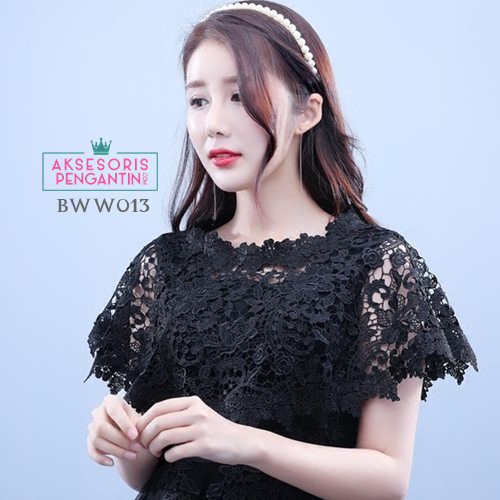 [PRODUK TERLARIS] AKSESORIS PENGANTIN LACE BOLERO PESTA BROKAT KOREA HITAM BWW013