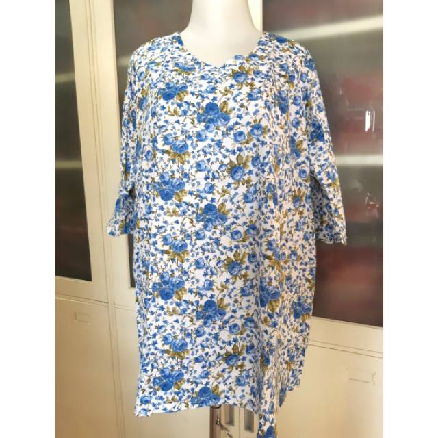 Blouse wanita katun vintage flower