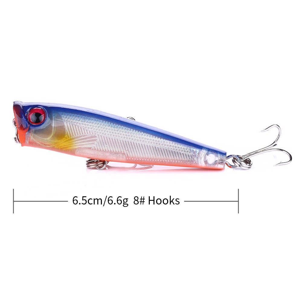 HENGJIA 4PCS/Lot Floating Fishing Lures 6.5CM 6.6G Popper Hard Artificial Bait Topwater Crankbait Tackle