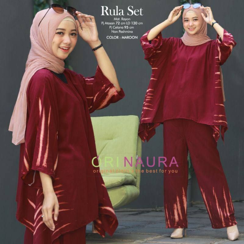 SETELAN WANITA WAKA-WAKA RULA KOMBINASI JUMBO / SATU SET BAJU DAN CELANA JUMBO LD130cm