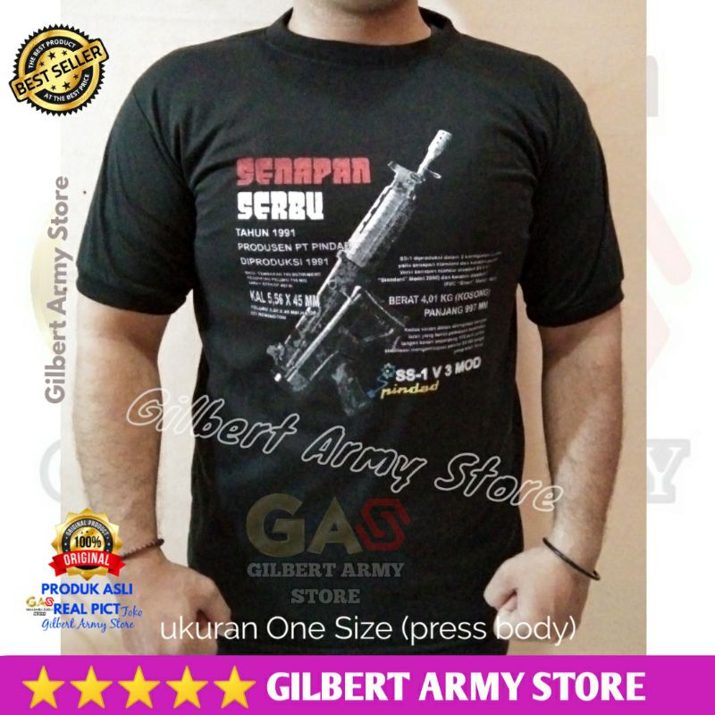 Grosir Kaos Tshirt Loreng  nkri malvinas Hitam Abu Army Gambar Tni Senapan Serbu Gilbert Army Store