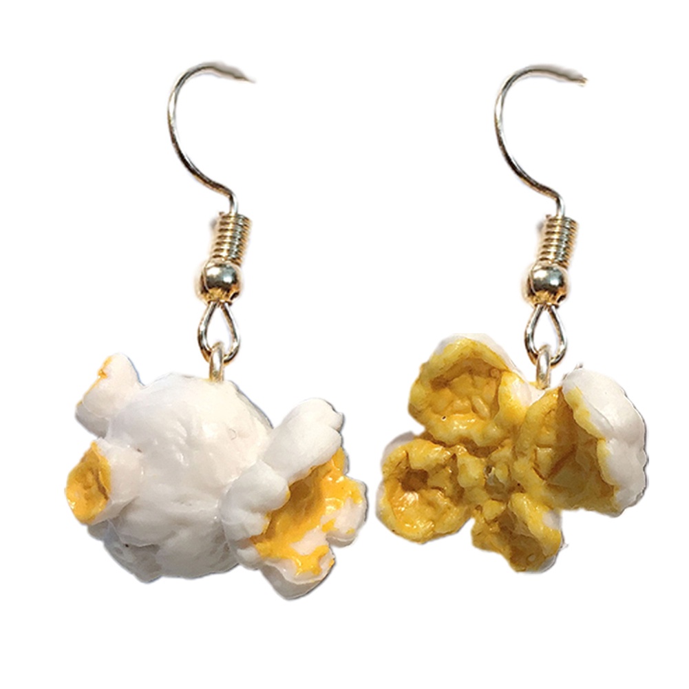 Hu Hu Hu Hu Hu Alat Bantu Pasang Kacamata♡ Anting Kait Gantung Wanita Desain Popcorn Lucu Untuk Pestaclubhadiah