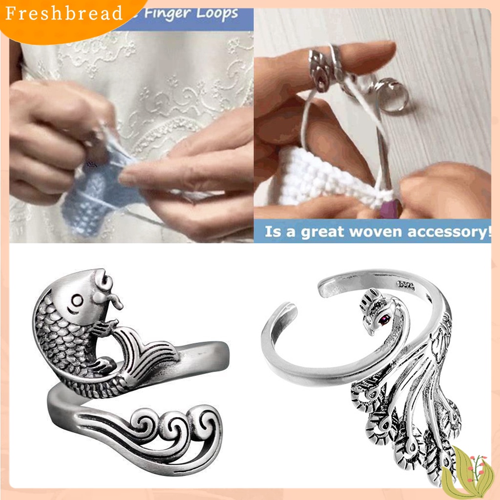 [TERLARIS]Retro Adjustable Opening Ring Knitting Tool Wear Thimble Yarn Sewing Accessories