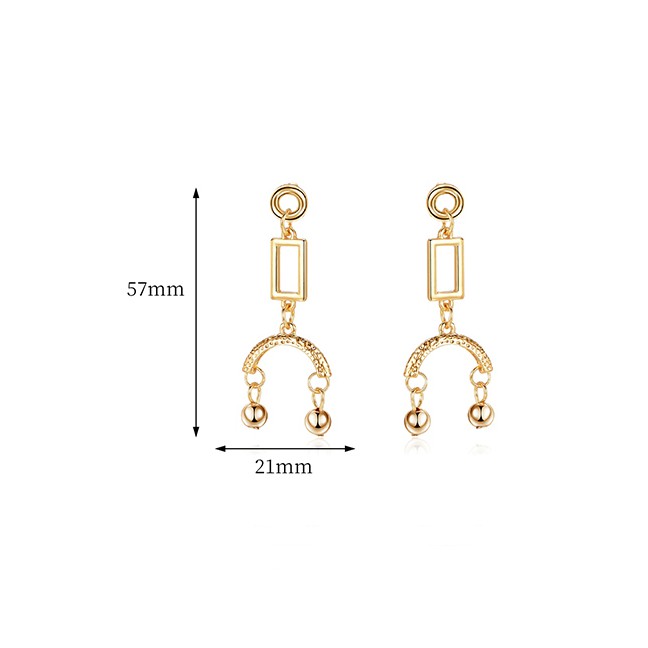 LRC Anting Tusuk Fashion Gold Zinc Alloy Geometric Earrings F69375