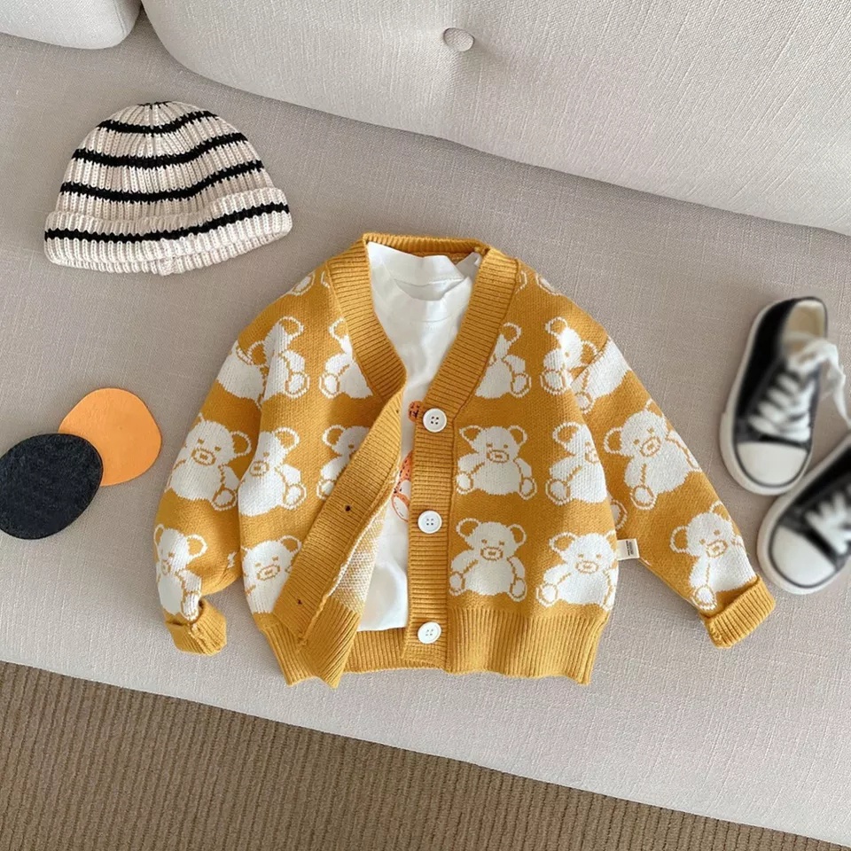 KALILA - SNOWY KIDS BEAR Cardigan Rajut Anak Perempuan Laki Laki Umur 1 - 6 Tahun | Kardigan Anak Cewek Cowok
