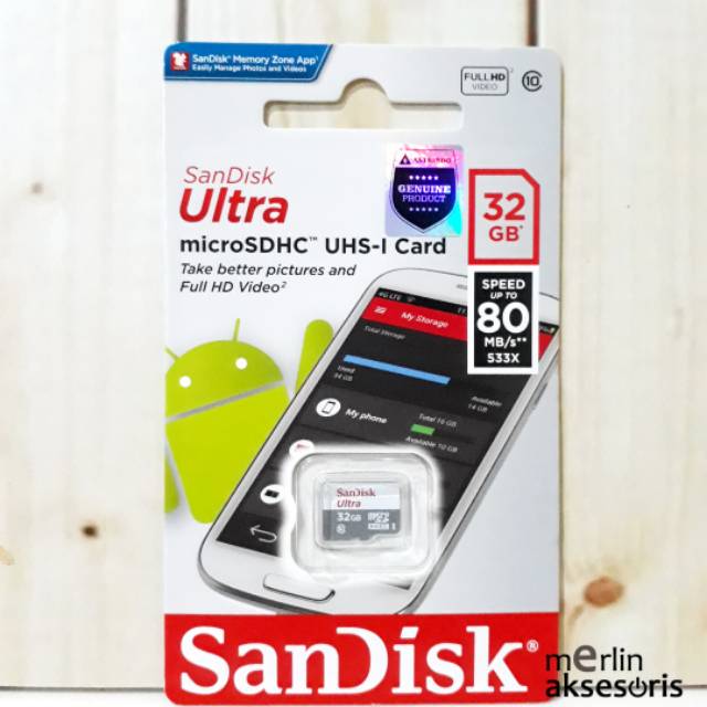 Sandisk Memory 32gb Class 10 Speed 80mbps dan 100mbps Micro Sd (non adaptor)