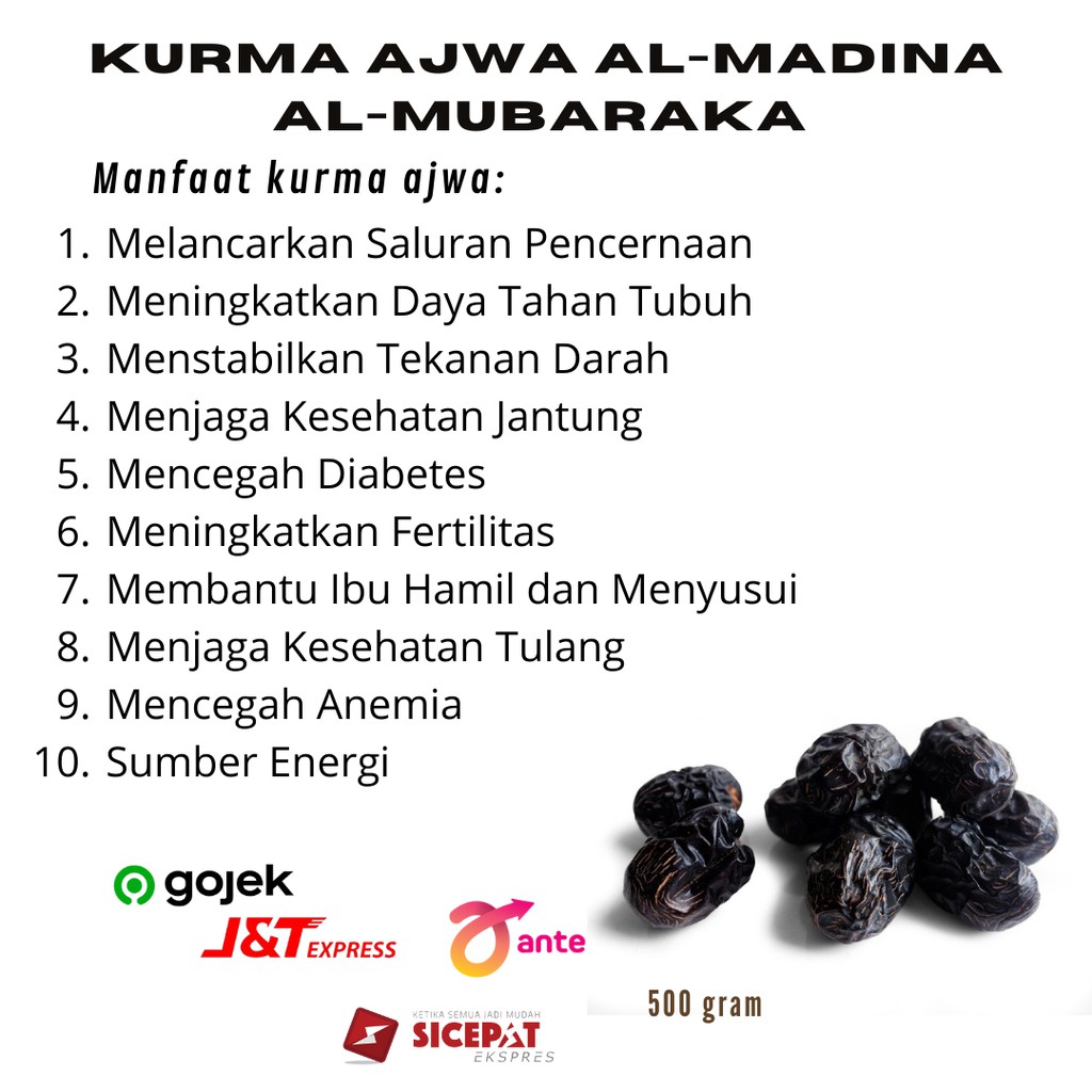 

Kurma ajwa / kurma nabi asli madinah 500gr original