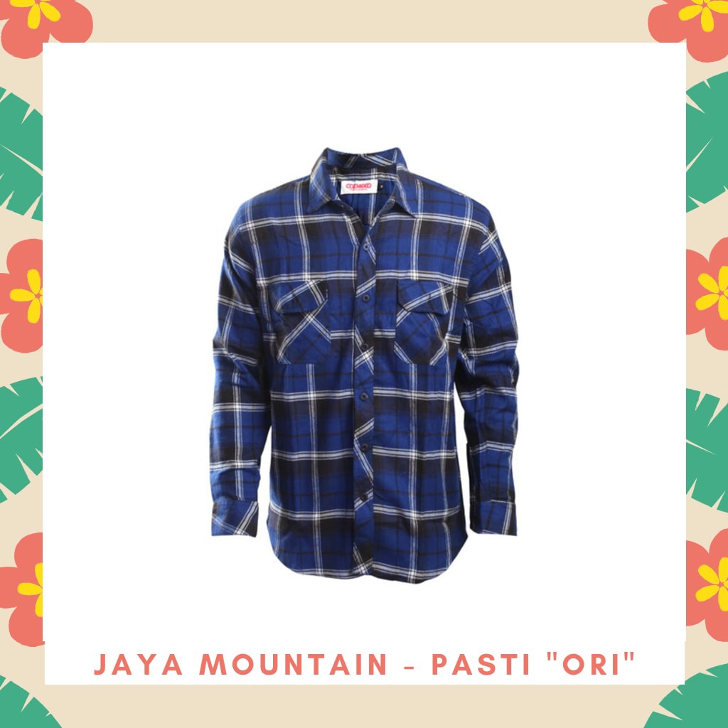 Cozmeed Hem Kemeja Pria Flanel Biru Hitam L
