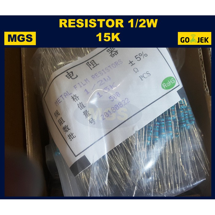 500Pcs Resistor 1/2W 15K