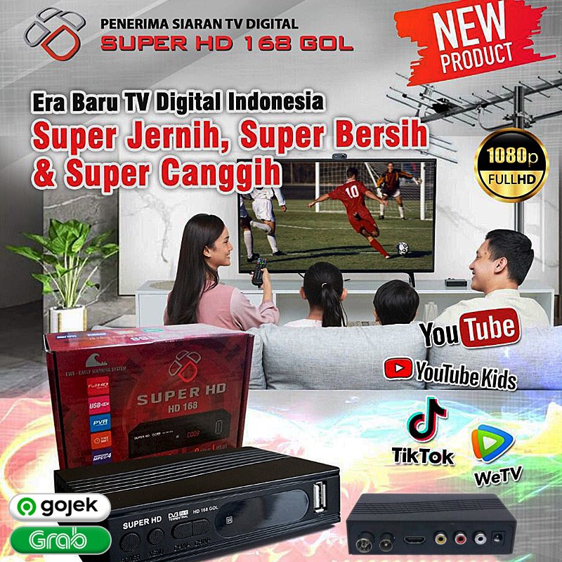 STB TV DIGITAL DVB-T2 SET TOP BOX FULL HD SUPER HD 168 BISA DONGLE WIFI YOUTUBE