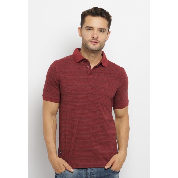 Arnett Baju Pria Polo Shirt Stripe Maroon terlaris