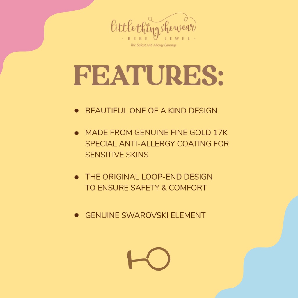Anting Anak Littlethingshewear Butterfly Swarovski Gold Toddler SK-BUTTERFLY 0,6gr