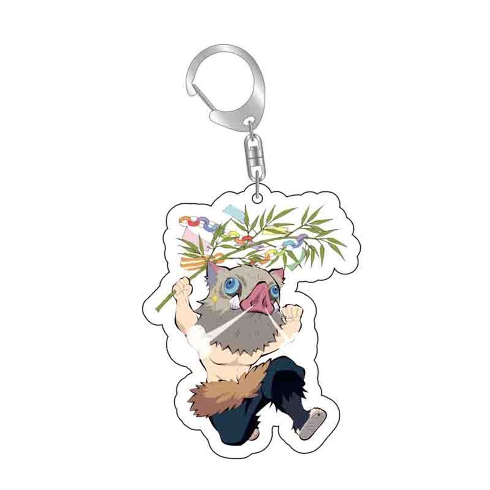 ROW Acrylic Key Chain Cosplay Kamado Tanjirou Demon Slayer Anime Pendant Cartoon No Yaiba Kimetsu