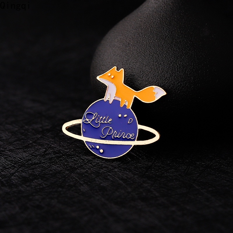 Bros Pin Enamel Desain Kartun Pangeran Kecil Bunga Mawar Rubah Planet Bintang Untuk Anak