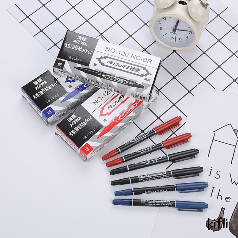 1 Pcs Permanent Marker Spidol,Permanen Dual Tip Highlighter,Penanda Berwarna