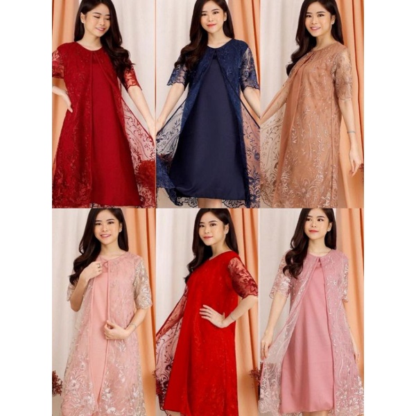 DRESS TILE CANTIK / DRESS PESTA TERBARU/ Dres Meiwa - 17/ DRES CNY 2022 / NEW YEAR DRESS / XMAS DRESS/ TILE BRUKAT TERBARU