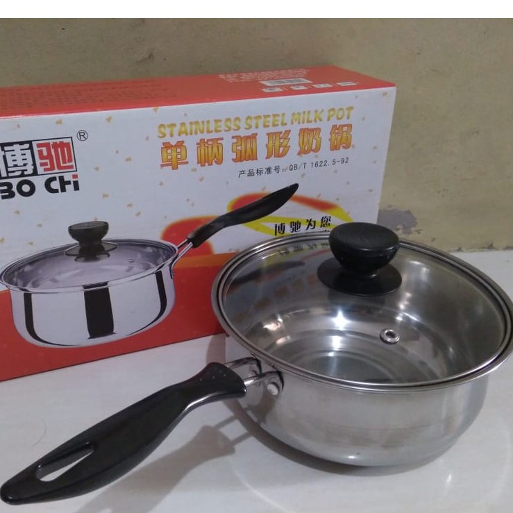 Panci Susu / Milk Pot 18 cm Stainless Steel Tutup Kaca