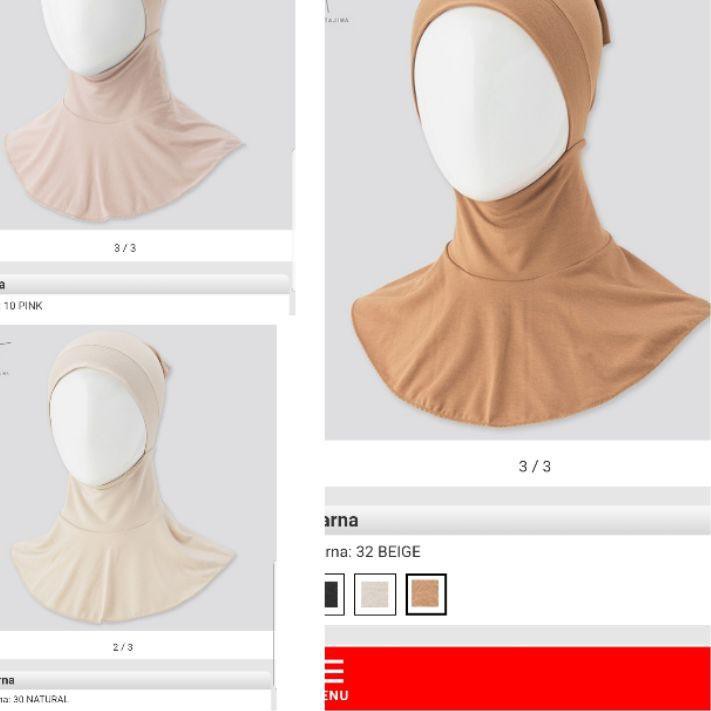 ✩ UNIQLO AIRISM HANATAJIMA Ciput Ninja / Bandana Inner Hijab ➾