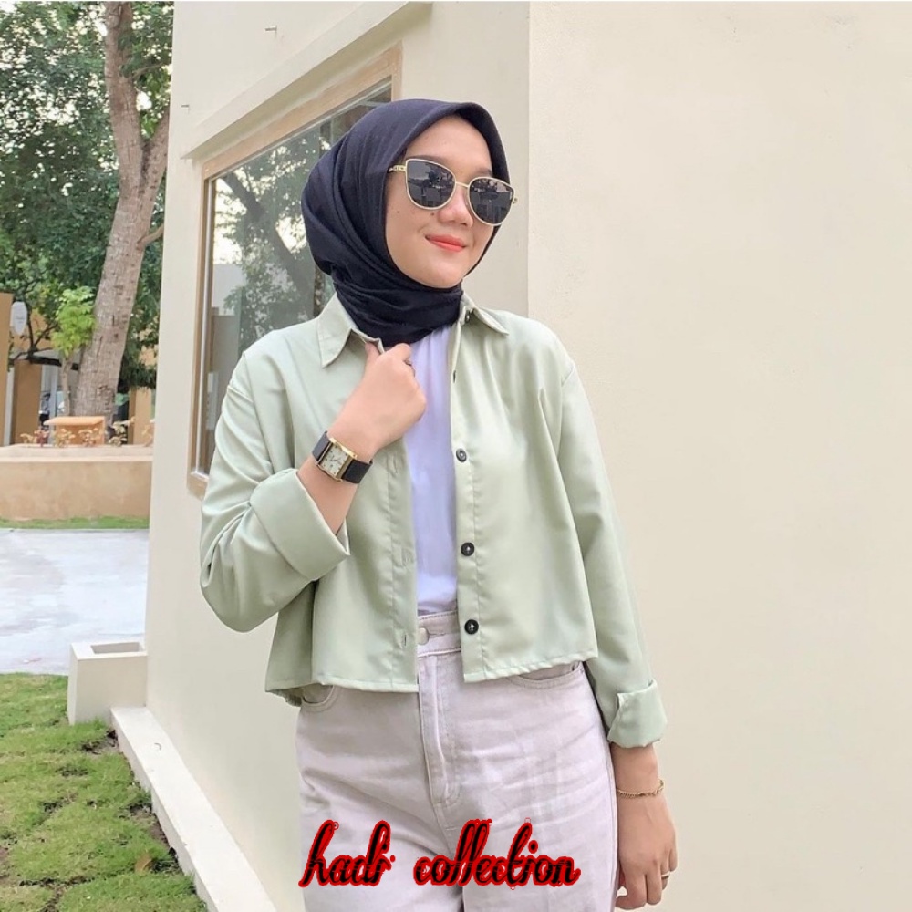 Hanin Crop Kemeja Crop Crinkle Premium Keisya Kemeja Crop Top Shirt Terlaris