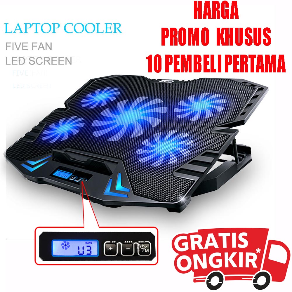 BISA COD PAN Cooling Pad Laptop 5 Kipas - Cooling Pad Laptop Adjustable Stand 2 Kipas 140mm Ultra Thin Radiator Cooling Base - Pendingin Laptop Notebook - KIPAS LAPTOP Notebook Alas Pendingin