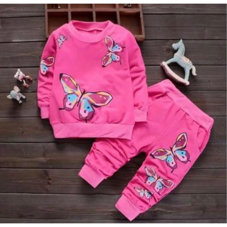 Baju Anak Set Kupu Kupu Switer Joger Anak Perempuan Stelan Anak Babyterry 1-6 Tahun