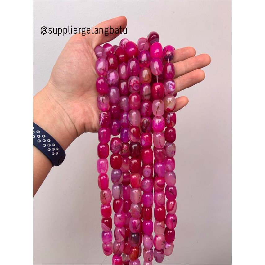 batu alam Penden tabung purple agate 2 x 1,5 cm bahan gelang kalung