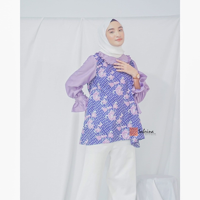 Hanna Rintik Series Blouse Atasan Batik Kantor Kerja Wanita Modern Kekinian Cap Katun