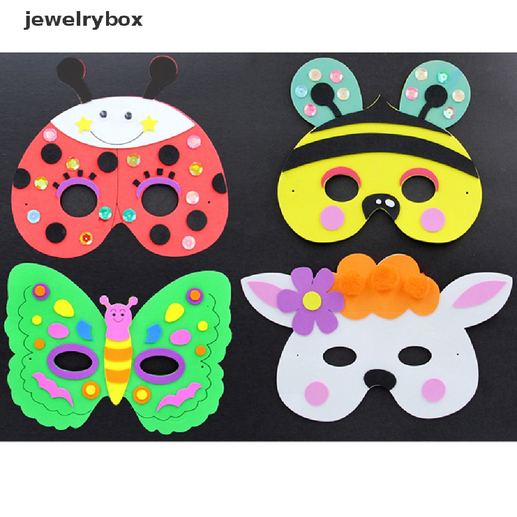 (jewelrybox) 8pcs Topeng Kartun Hewan DIY Untuk Kerajinan Tangan