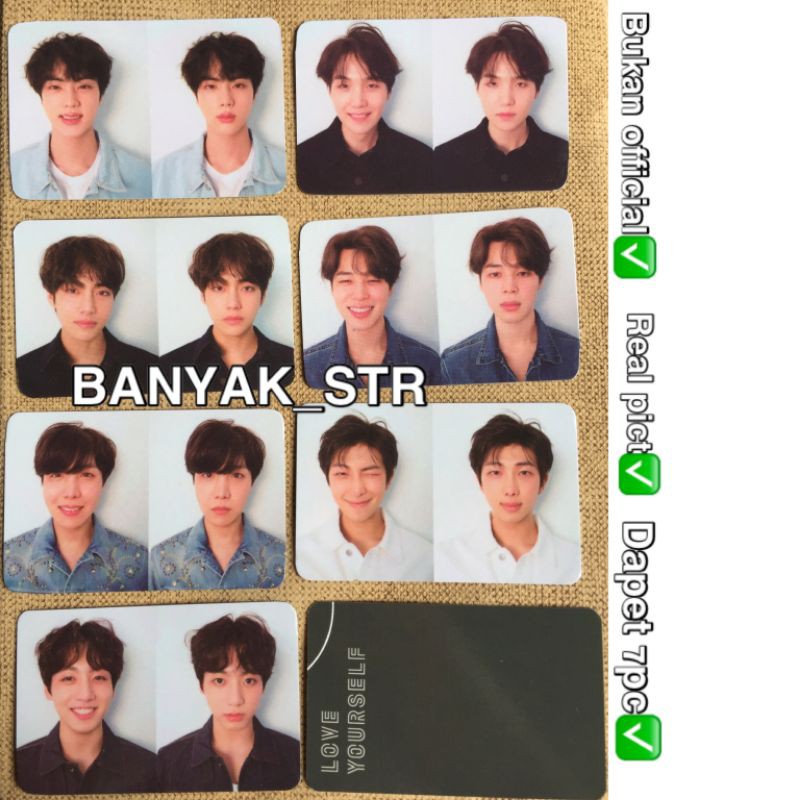 [DAPET 7 PC] PHOTOCARD JUNGKOOK V JIN SUGA JHOPE JIMIN RAPMON BTS LOVE YOURSELF TEAR UNOFFICIAL