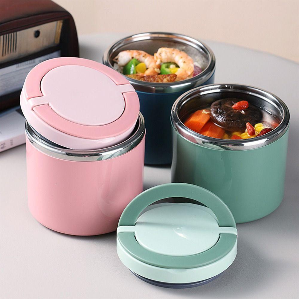 R-FLOWER Wadah Bento Anti Bocor Kapasitas Tinggi Wadah Makan Siang Bahan Stainless Steel Untuk Pelajar Pekerja Kantor Microwave Termos Sup