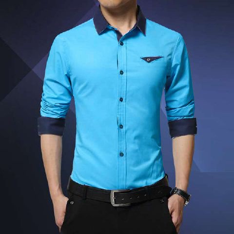 [hem scorpio varian warna OT] kemeja pria katun stretch biru/abu