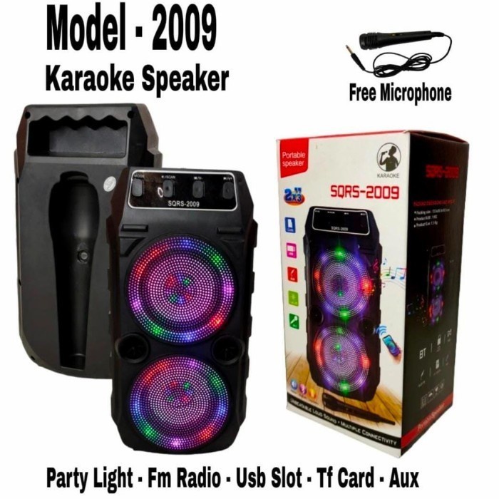 SPEAKER Speaker Bluetooth Karaoke Free Mic + Lampu Disko SQ-1010