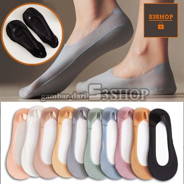 Kaos Kaki Tipis Hidden Socks Women Wanita Anti Slip Anti Lecet Gel