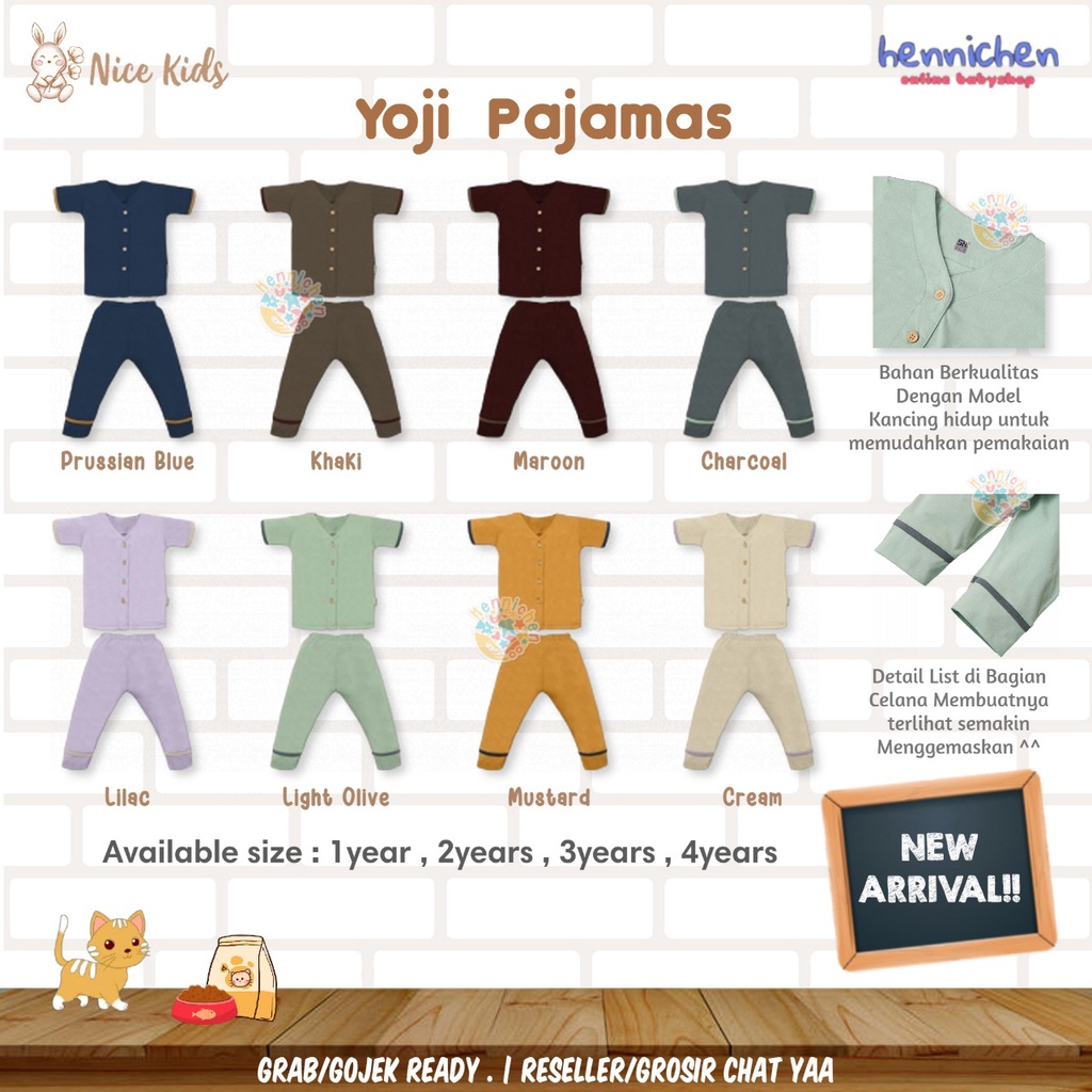 NICE KIDS NICEKIDS YOJI PAJAMAS SET PIYAMA ANAK SETELAN PIYAMA ANAK 1 - 4  TAHUN