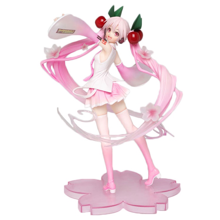 Action Figure Model Perempuan Pink Hatsune Miku Quadratic Element Cherry Blossom Bahan PVC Untuk Desktop