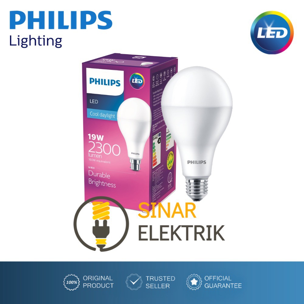 Philips LED Bulb 19W Putih 6500K Lampu LEDBulb 19 W Watt Bohlam 19Watt Garansi Grosir