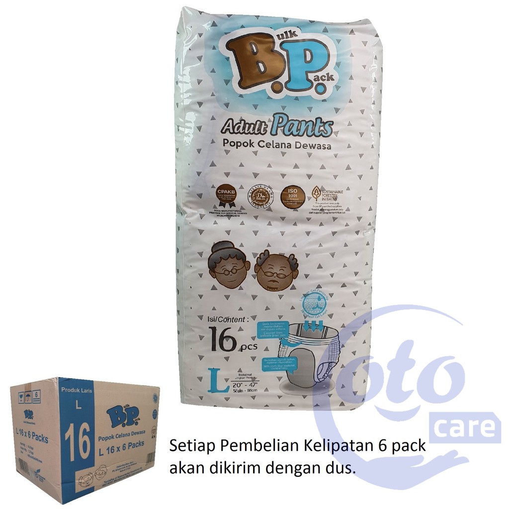 BP Popok Dewasa model Celana , Pants Diapers Adult size M / L / XL