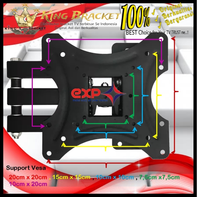 Bracket TV PANASONIC 14 s/d 43 inch 6 ARAH FULL BESI SUPER KOKOH GARANSI 100% ORI