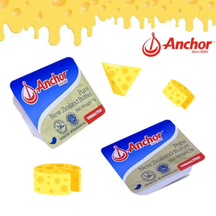 VnM007BP | Unchor Butter Mpasi Bayi 7 Gr Minidish Halal / Anchor Unsalted Butter / Anchor Salted Butter / Mentega Mpasi Bayi Sehat / Unchor Butter Bahan Mpasi Bayi Organik / Perlengkapan Mpasi Bayi