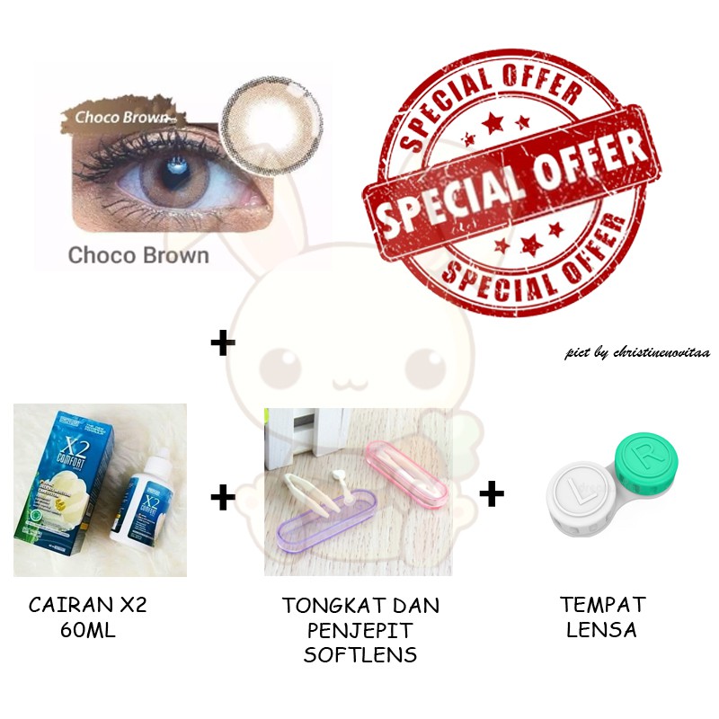 PAKET SOFTLENS LIVING COLOR CIRCLE MINI 14MM (NORMAL) + CAIRAN X2 60 ML + PENJEPIT / PINSET