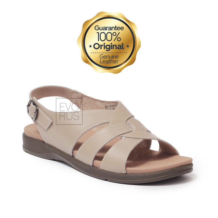 SCHOLL  LY163 Taupe Sepatu Sandal Memory Cushion 100% Original | Sendal Kulit Asli Genuine Leather