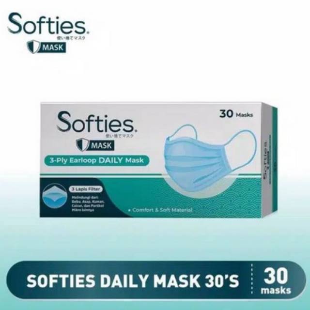 [PROMO PSBB] Masker Softies Medis 3 Ply 1 Box ( Isi 30 Pcs )
