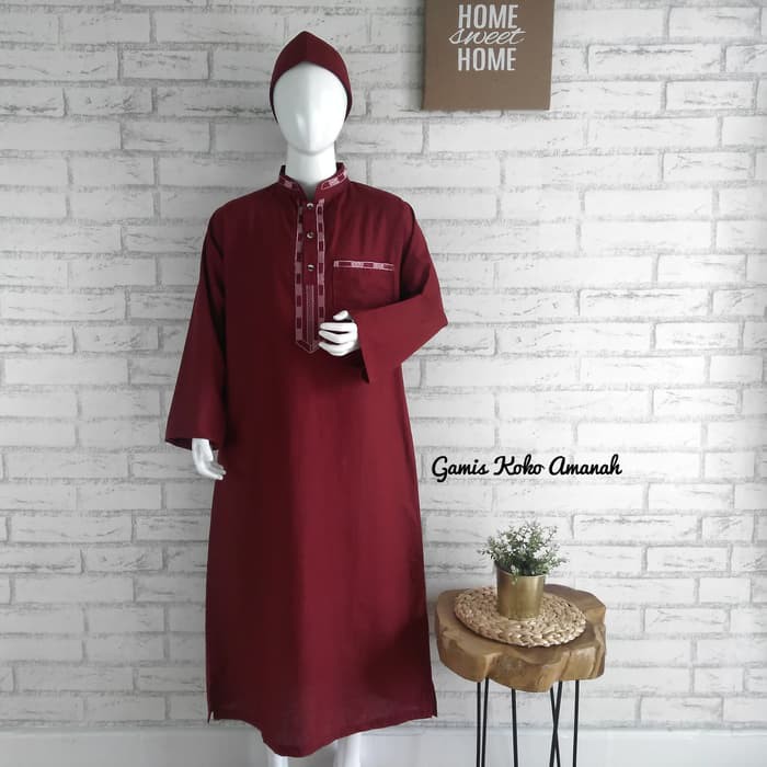 (-10-12T)- Gamis Koko Jubah Warna Anak 10-12 Tahun Bahan Katun Amanah