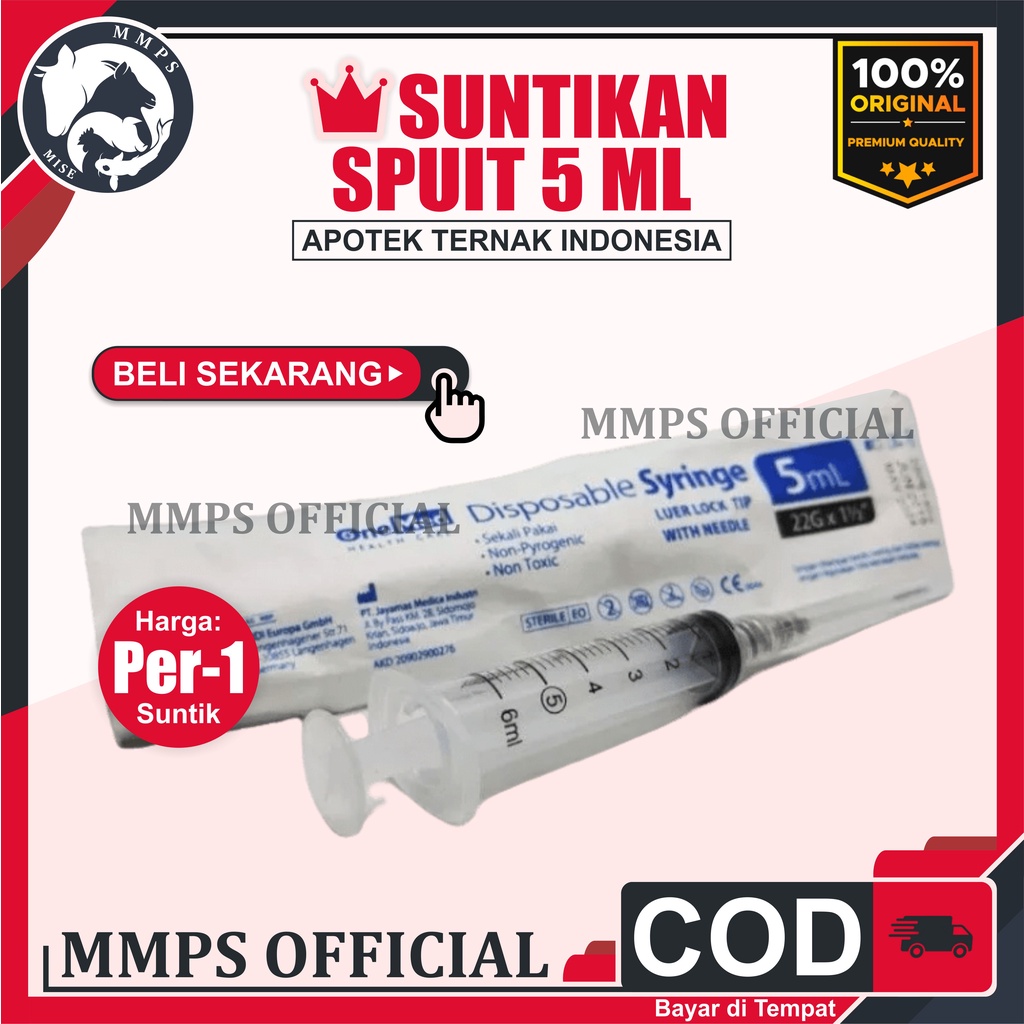 SUNTIKAN SPUIT 5 ML 5ML CC JARUM SUNTIK INJEKSI VITAMIN OBAT HORMON BURUNG KUCING ANJING