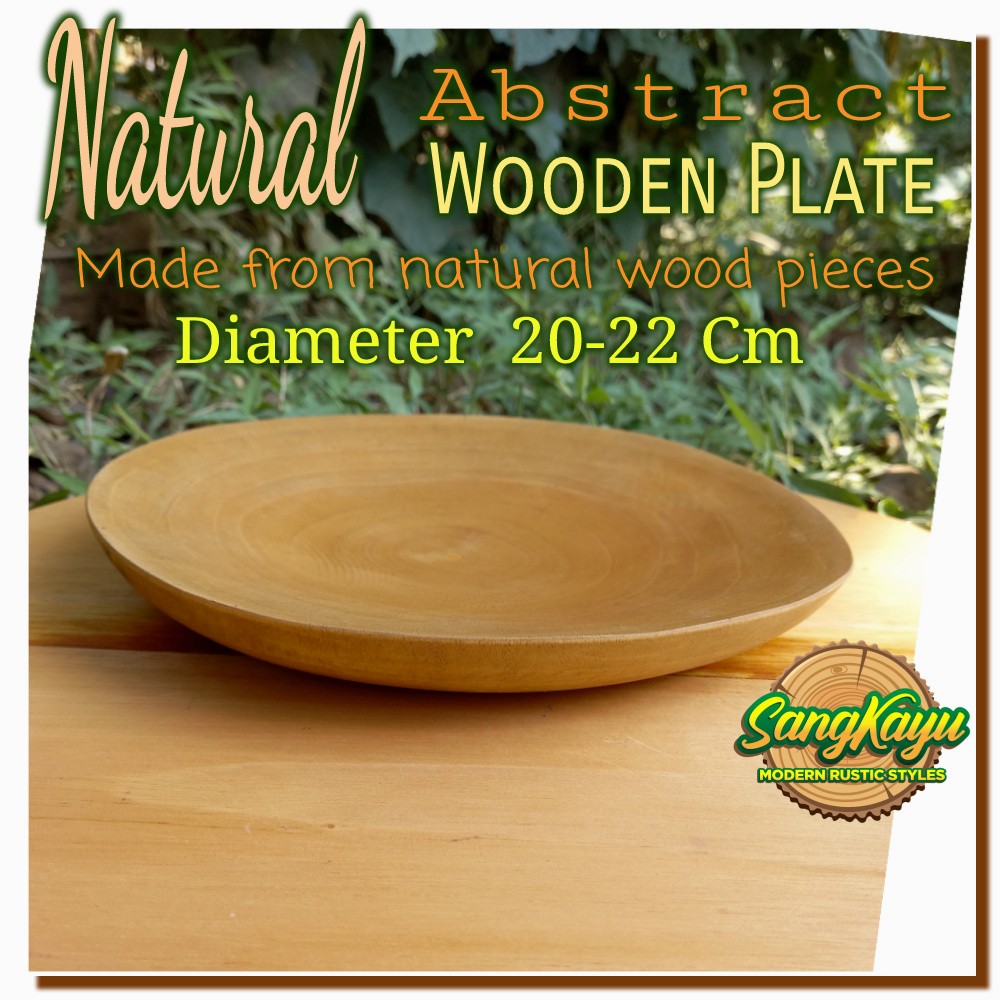 Wooden plate Natural 20-22Cm Piring kayu bentuk alami Piring saji