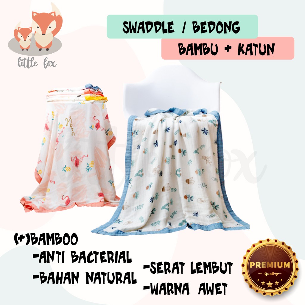 [ IMPORT] Bedong / Selimut Baby / Handuk / Swadle Bayi Newborn 70% Bambu 30% Katun Muslin